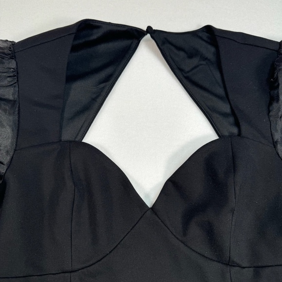 Lulus Black Bodycon Mini Dress Womens Size Large Balloon Sleeve Nwt Open Back - Picture 11 of 15